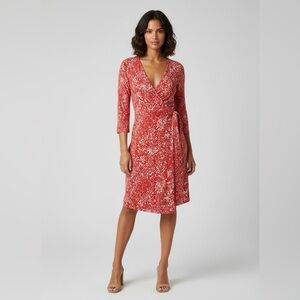 Diane Von Furstenberg Coral Wrap Dress | Size 12